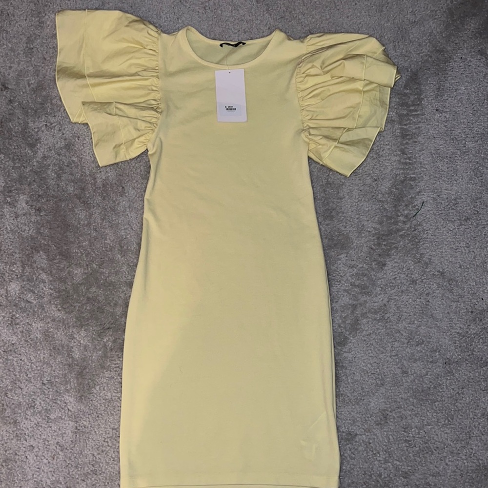 Zara Yellow Dress with Ruffle Sleeves